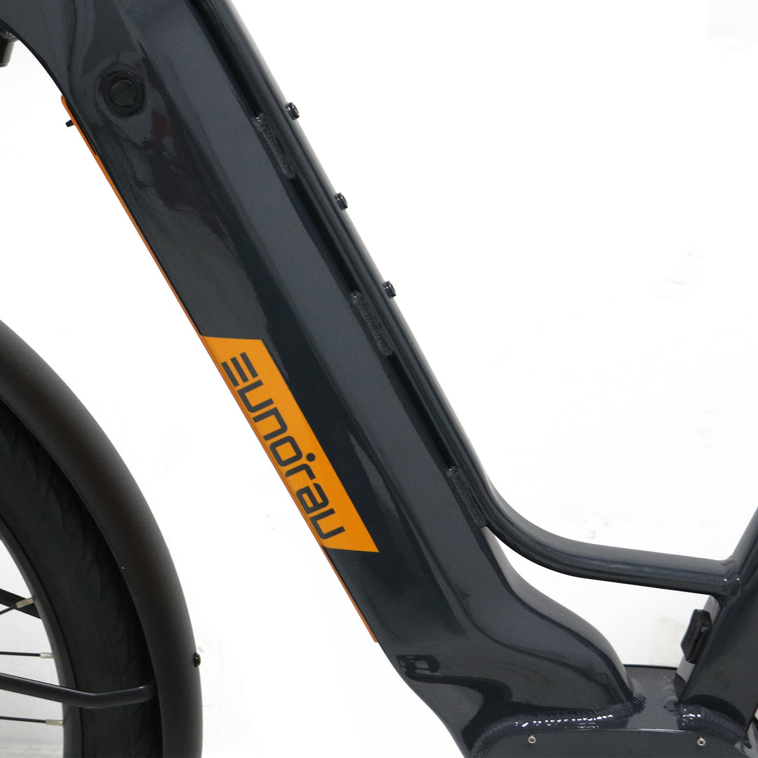 Right Side view of 9 speed Shimano derailleur gear system and hub of Eunorau Meta275 500W Electric Cruiser Bike with Torque Sensor for Commuters