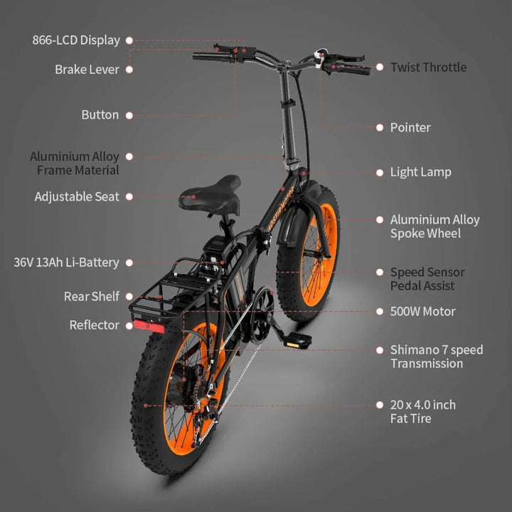 AostirMotors A20 500w Fat Tire Folding eBike