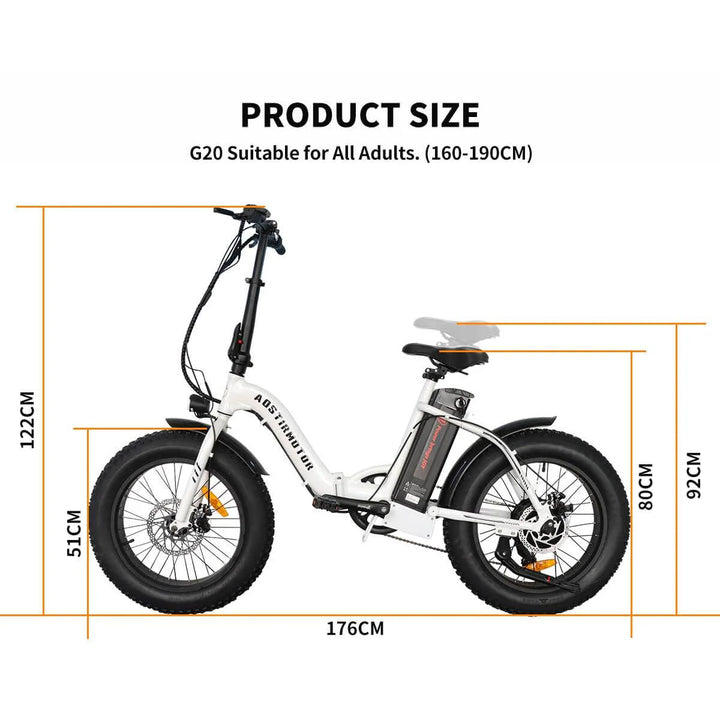 Aostirmotor G20 Folding  Step thru Fat Tire Electric Bike