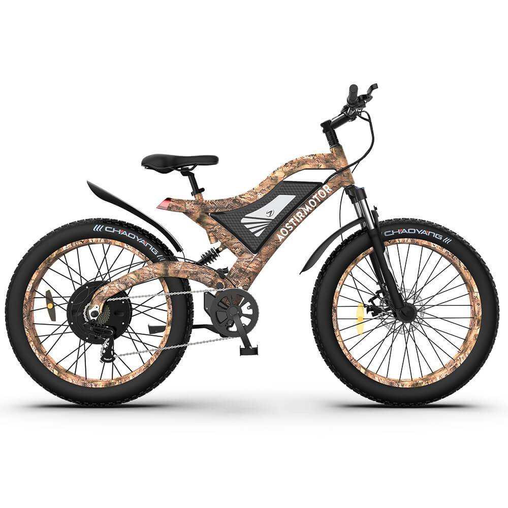 Camouflage Aostirmotor S18 1500W Fat Tire Mountain eBike, full suspension, right view