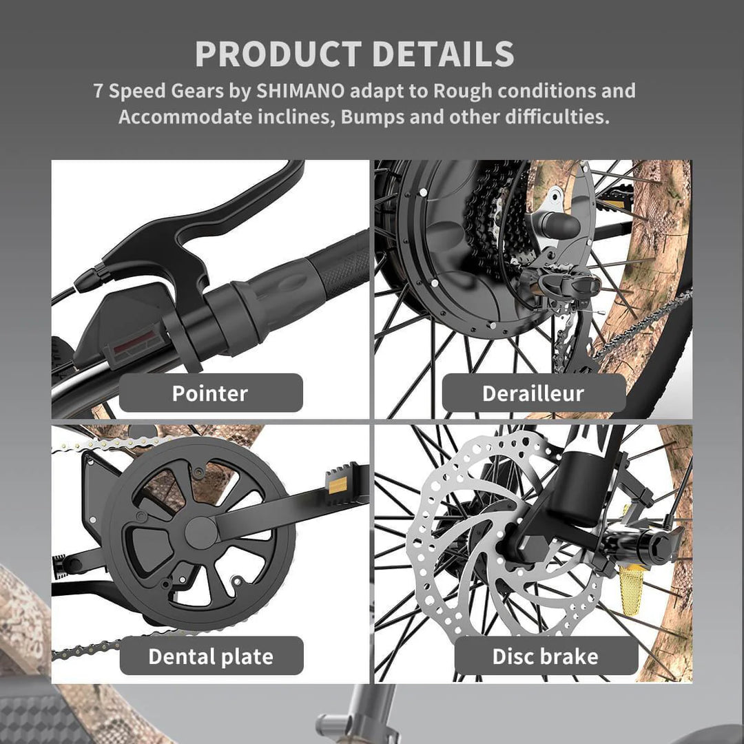 Camouflage Anaconda Aostirmotor S18 1500W Fat Tire Mountain eBike, full suspension brake collage