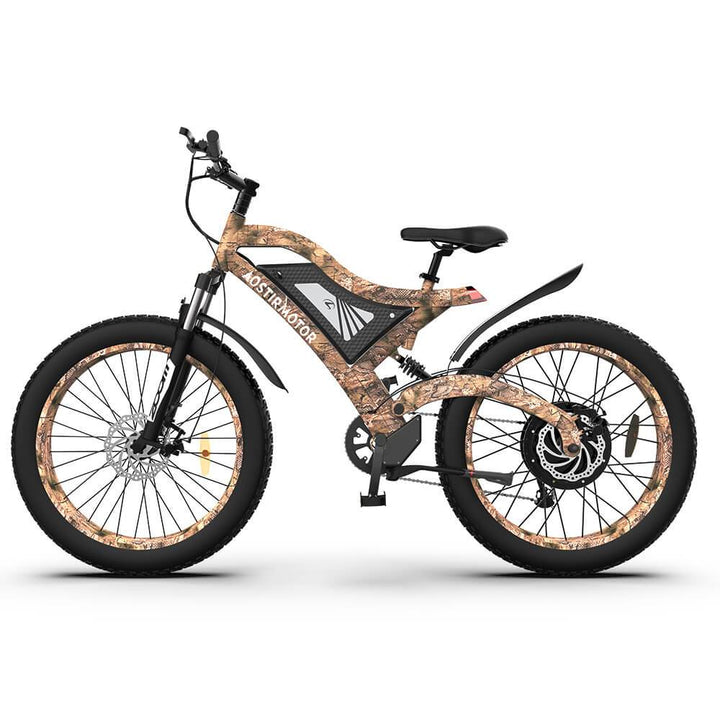 Camouflage Aostirmotor S18 1500W Fat Tire Mountain eBike, full suspension, left view