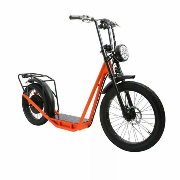 Eunorau Jumbo 1000W Long-Range Electric Kick Bike Scooter with LCD display orangel right front angle view