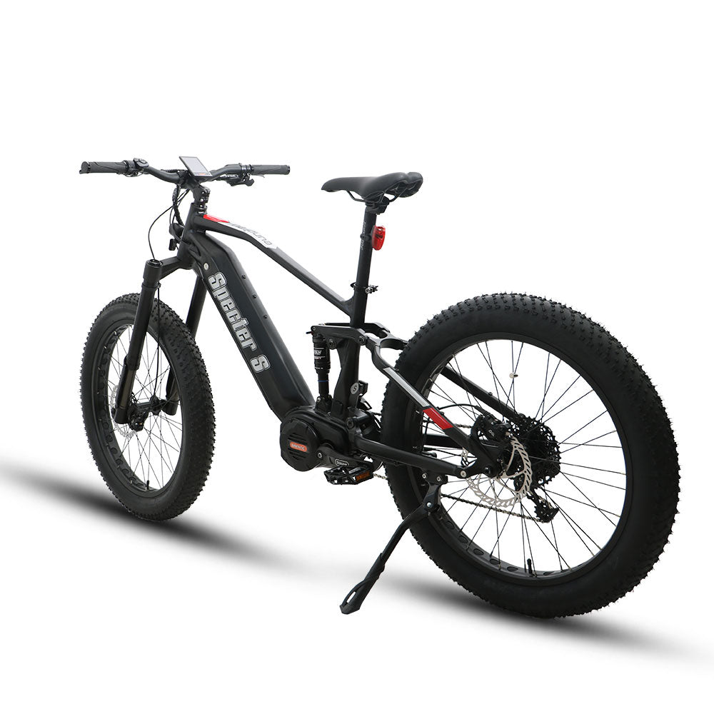 Specter-S Fat Tire Electric Mountain Bike by Eunorau - High-performance off-road full suspension eBike with Bafang Ultra Mid-Drive Motor, dual battery option, advanced suspension, and rugged 26” fat tires, designed for hunters, adventurers, and trail enthusiasts."